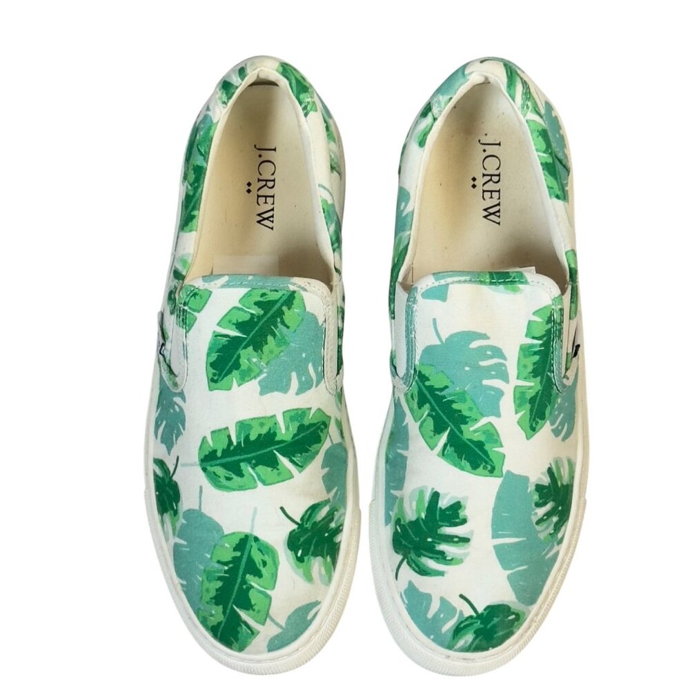 J.Crew Womens Tropical Leaf Print Canvas Slip-On Sneakers - Picture 9 of 9